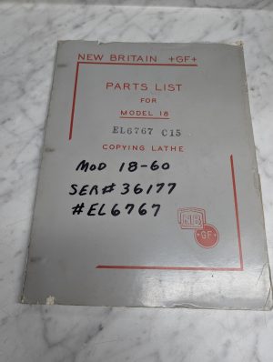 New Britain Machine +Gf+ Parts List Catalog Manual Copying Lathe Model 18