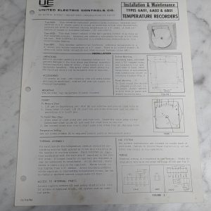 United Electric Installation Sheet Type 6A01 6A02 6B01 Temerature Recorders