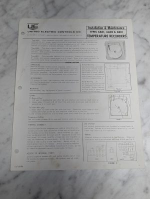 United Electric Installation Sheet Type 6A01 6A02 6B01 Temerature Recorders