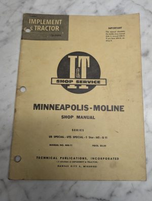I&T Shop Service Tractor Manual Mm-11 Minneapolis Moline Ub Uts Special M5 G Vi