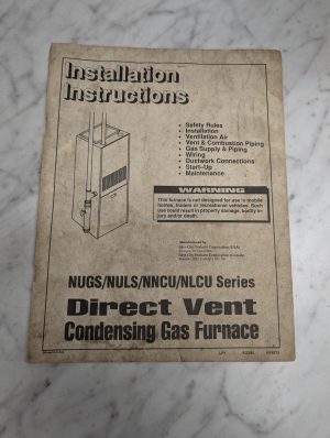 Installation Instruction Manual Nuls Nncu Nlcu Series Direct Vent Gas Furnace