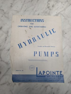 Lapointe Hydraulic Poumps Operating Instruction Maintenace Guide