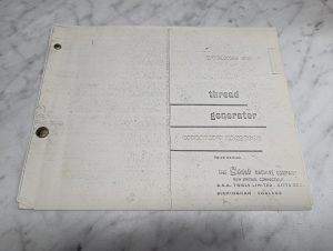 Steinle #1 Thread Generator Operators Handbook Machine Tool Company Manual