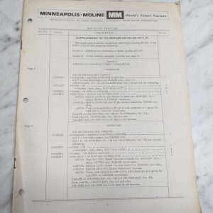 Supplement Manual “A” Only – Minneapolis Moline Mm G1000 Tractor - For R2112A