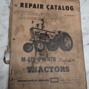 Minneapolis Moline Repair Parts List Catalog Manual R-2110A M-670 Super Tractors