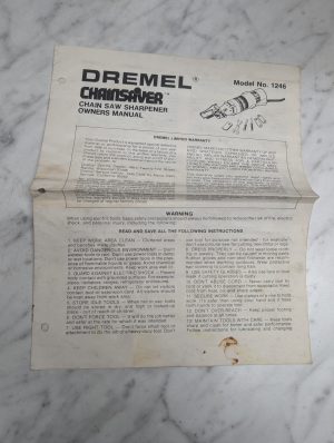 Dremel Chainsaver Chain Saw Sharpener Owners Manual #1246 Operators Guide