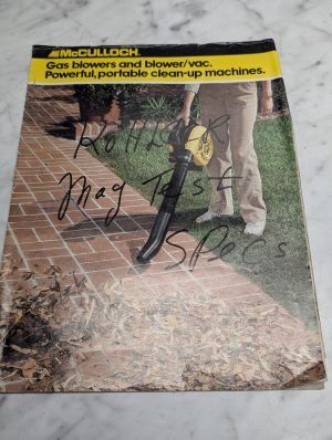 Mcculloch Gas Blowers & Vac Sales Literature Service Bulletin C-44 Brochure