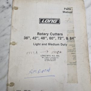 Long Parts List Catalog Manual Rotary Cutters 36” 42 48 60 72 84 Light & Medium