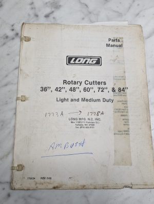 Long Parts List Catalog Manual Rotary Cutters 36” 42 48 60 72 84 Light & Medium