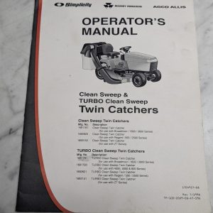 Simplicity Massey Agco Operators Owners Manual Turbo Clean Sweep 1998