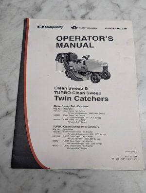 Simplicity Massey Agco Operators Owners Manual Turbo Clean Sweep 1998