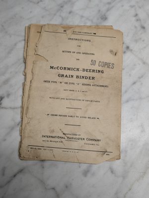 International Mccormick Deering Grain Binder Instruction Operating Manual M D