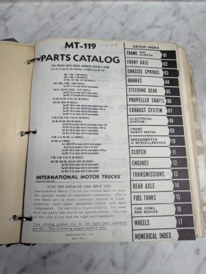 International Harvester Mt-119 Motor Trucks Parts Catalog List Manual Shop Book