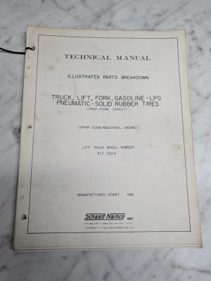 Schaeff Namco Fork Lift Truck Slc 2524 Technical Manual Parts List Catalog 1981