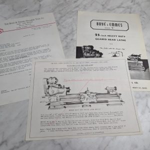 Boye & Emmes Machine Tool Model E Lathe Sales Information Brochure Literature