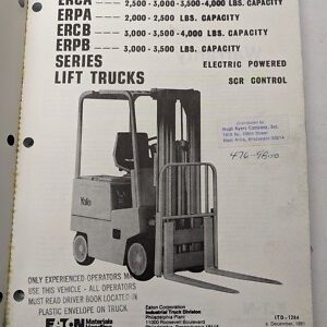 Yale Fork Lift Truck Operation Parts List Book Manual Er Ca Pa Cb Pb 1981