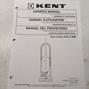 Kent Owners Manual Parts List Book Duravac Kc 15B 1997 Upright Vacuum