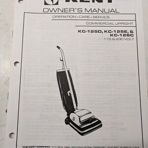 Kent Owners Manual Parts List Book Duravac Kc 125 126 D E C 1997 Upright Vacuum