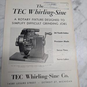 Tec Whirling-Sine Surface Grinder Sales Brochure Literature Information
