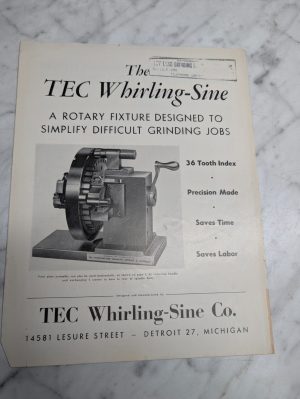 Tec Whirling-Sine Surface Grinder Sales Brochure Literature Information
