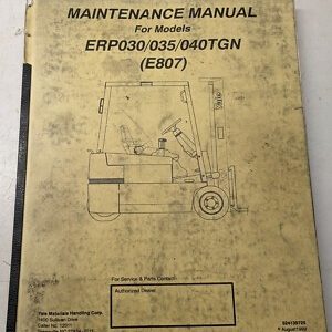 Yale Fork Lift Truck Maintenance Manual Erp 030 035 040 Tgn Service 1999 E807