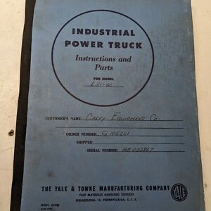 Yale Fork Lift Truck Instruction Parts List Book Manual Lift King 1959 030-100