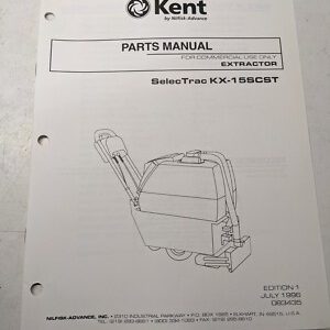 Kent Spare Parts List Book Manual Kx-15Scst Selectrac 1996 Extractor