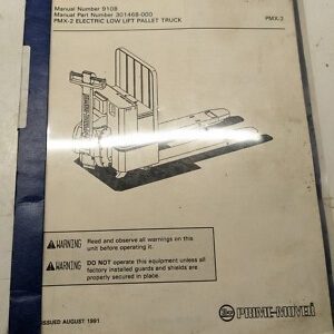Prime Mover Parts List Book Manual Pmx-2 Low Lift Pallet Fork Truck 1991 9108