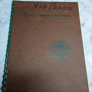 V&O #10S Press Text Part List 10-S-1 1948 Machine Tool Information Booklet