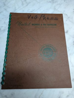 V&O #10S Press Text Part List 10-S-1 1948 Machine Tool Information Booklet