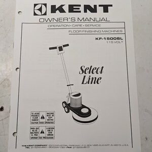 Kent Owners Operation Maintenance Manual Parts List Book Kf-1500Sl Select Line