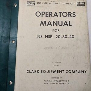 Clark Operators Manual Book Np Nsp 20 30 40 Fork Lift Truck 1965