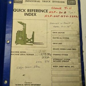 Clark Parts List Book Manual Catalog Fork Lift Truck Nsp 30 B 245 1975