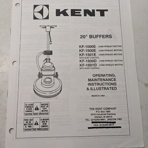 Kent Operating Maintenance Manual Parts List Book Buffers Kf 1000 1500 1501 E D