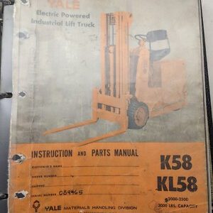 Yale Instruction Parts List Manual K58 Kl58 Forklift Truck 020 025 030 E 1965