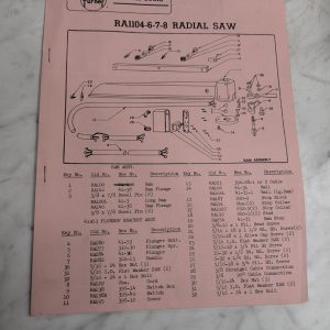 Walker Turner Power Tools Ra1104 6 7 8 Radial Saw Parts List Catalog Diagram