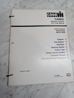 Case Cares Machine Location Job Code Manual 6000 6500 Windrowers 9-59431