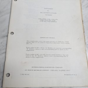 Supplement - Mt-118 Parts Catalog Manual 908B - 1500B Models International