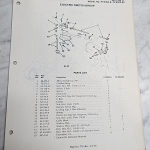 Parker Sweeper Repair Parts List Sheets Catalog Model Pv-8302-Ex