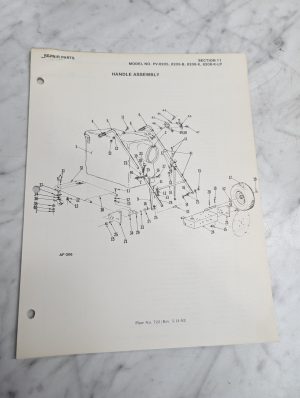 Parker Sweeper Repair Parts List Sheets Catalog Model Pv-8205-B 8208-K-Lp