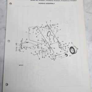 Parker Sweeper Repair Parts List Sheets Catalog Model Pv-8308 8305 T B K Lp