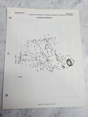 Parker Sweeper Repair Parts List Sheets Catalog Model Pv-8308 8305 T B K Lp