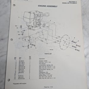 Parker Sweeper Repair Parts List Sheets Catalog Model Pv-8608-K