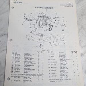 Parker Sweeper Repair Parts List Sheets Catalog Model Pv-8308-K-Sp-Lp