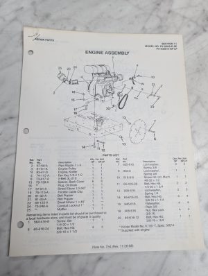Parker Sweeper Repair Parts List Sheets Catalog Model Pv-8308-K-Sp-Lp