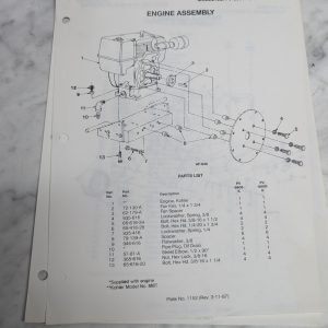 Parker Sweeper Repair Parts List Sheets Catalog Model Pv-8608-K-Lp
