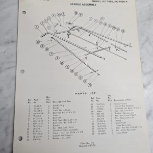 Parker Sweeper Repair Parts List Sheets Catalog Model Hc-7980-K