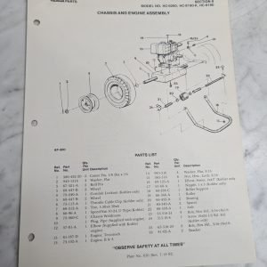 Parker Sweeper Repair Parts List Sheets Catalog Model Hc-8280 8180-K