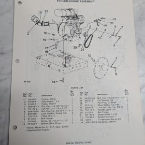 Parker Sweeper Repair Parts List Sheets Catalog Model Hc-8380-K-Sp