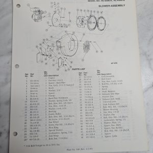 Parker Sweeper Repair Parts List Sheets Catalog Model Hc-8380-K B
